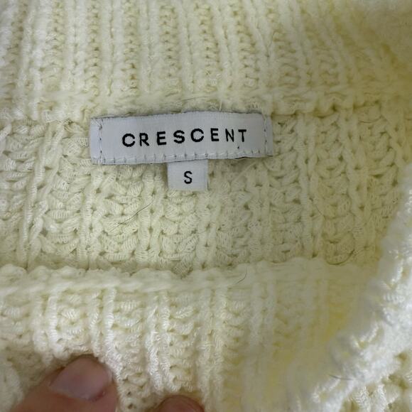 Crescent Cream Knit Sweater Vest with Shoulder Pads Size Small - Picture 4 of 8